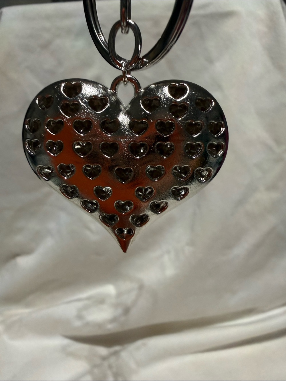 New - AB Rhinestone Silver Heart Keychain - Picture 6 of 8
